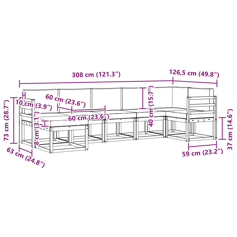 Ensemble de canapés d'extérieur 7 pcs Blanc et Beige Polyester - 8