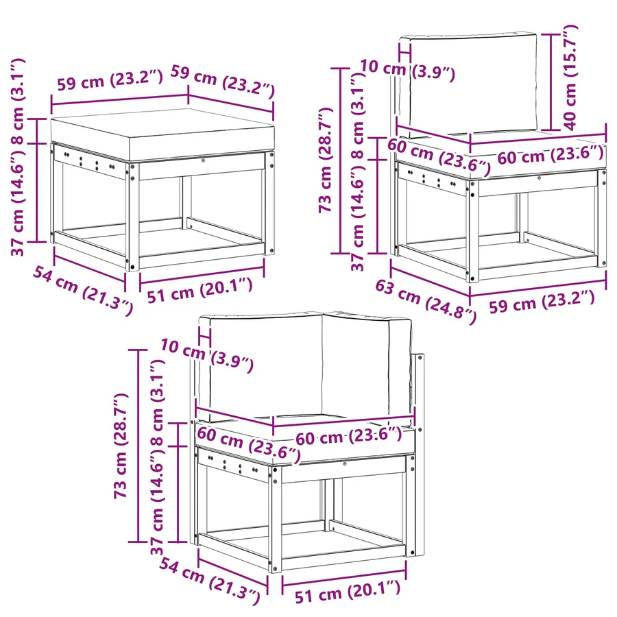Ensemble de canapés d'extérieur 7 pcs Blanc et Beige Polyester - 9