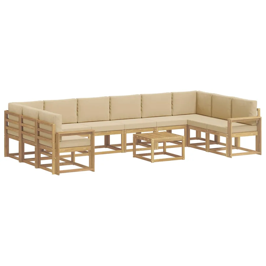 Ensemble de canapés d'extérieur 11 pcs Blanc et Beige - 2