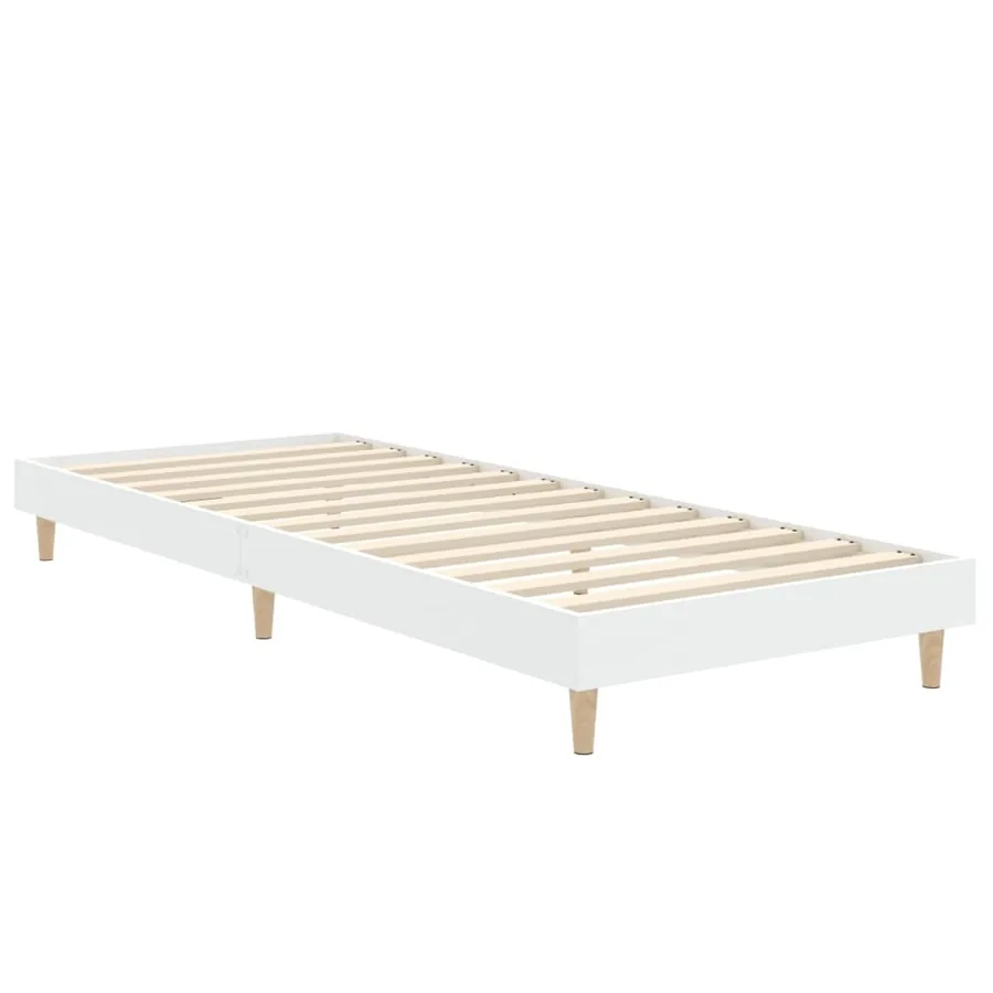 Cadre de lit sans matelas blanc 75x190 cm bois d'ingénierie - 3