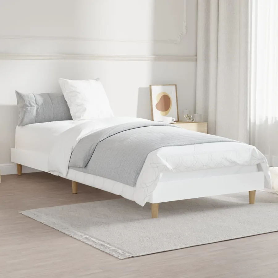 Cadre de lit sans matelas blanc 75x190 cm bois d'ingénierie - 4