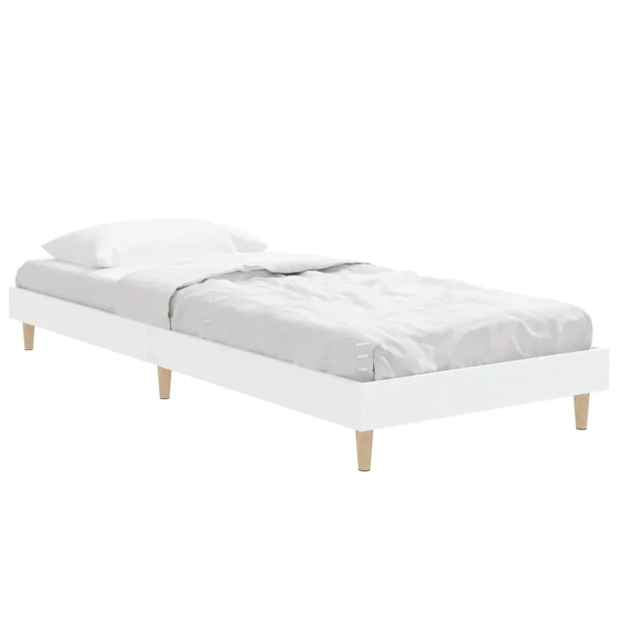 Cadre de lit sans matelas blanc 75x190 cm bois d'ingénierie - 5