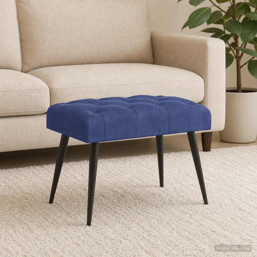 Banc avec capitonnage bouton Bleu police 60 x 40 x 45 cm - 4