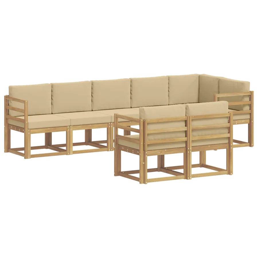 Ensemble de canapés d'extérieur 8 pcs Blanc et Beige Polyester - 2