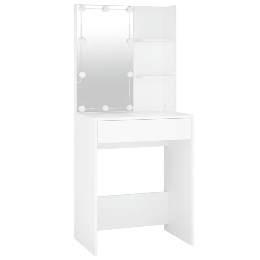 Coiffeuse à LED avec 2 armoires Blanc Bois d'ingénierie - 8