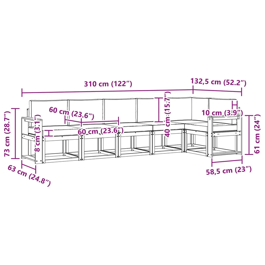Ensemble de canapés d'extérieur 6 pcs Blanc et anthracite - 8