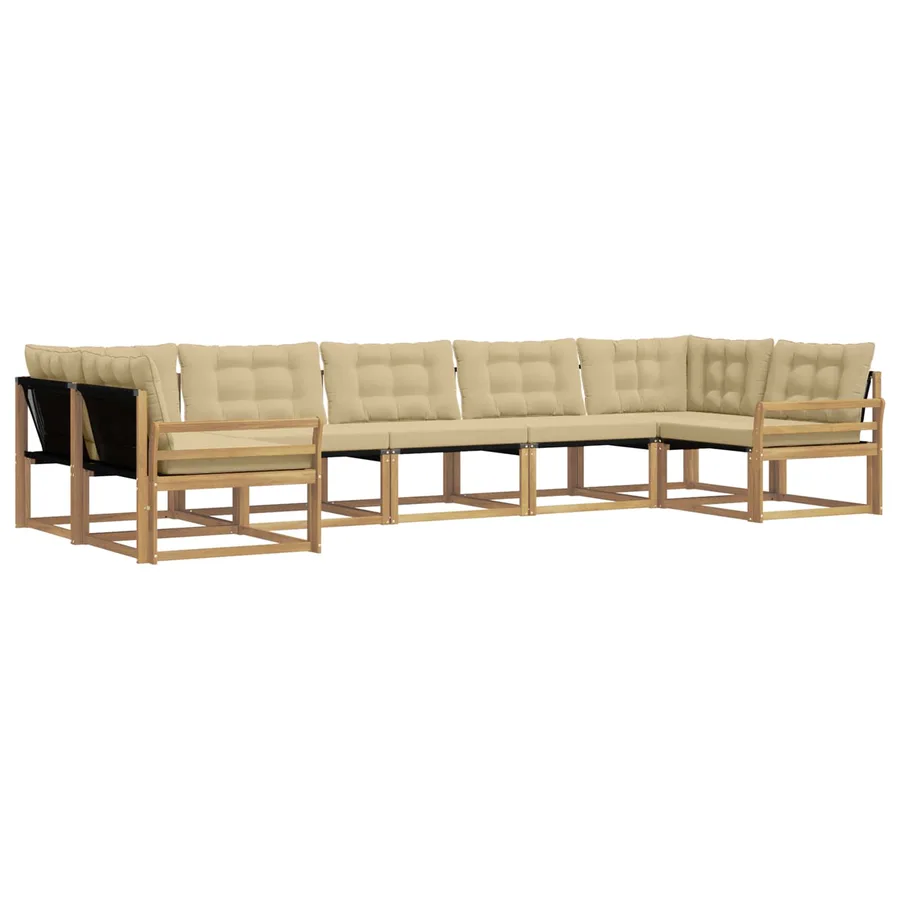 Ensemble de canapés d'extérieur 7 pcs Blanc et Beige - 2