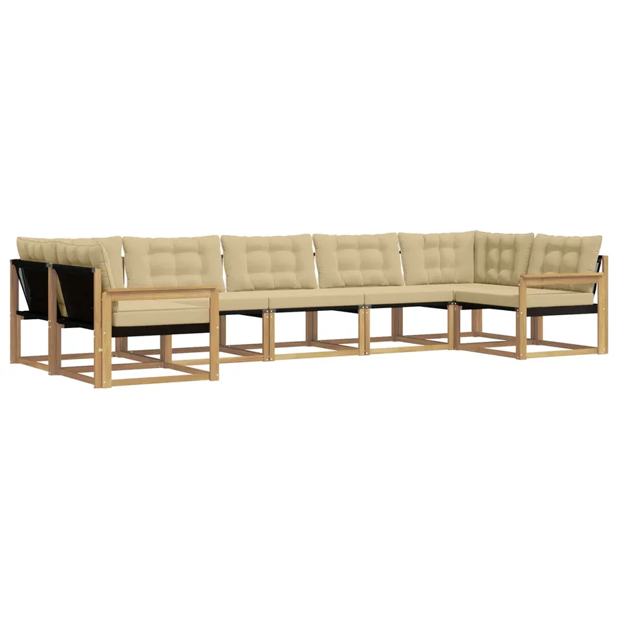 Ensemble de canapés d'extérieur 7 pcs Blanc et Beige - 2