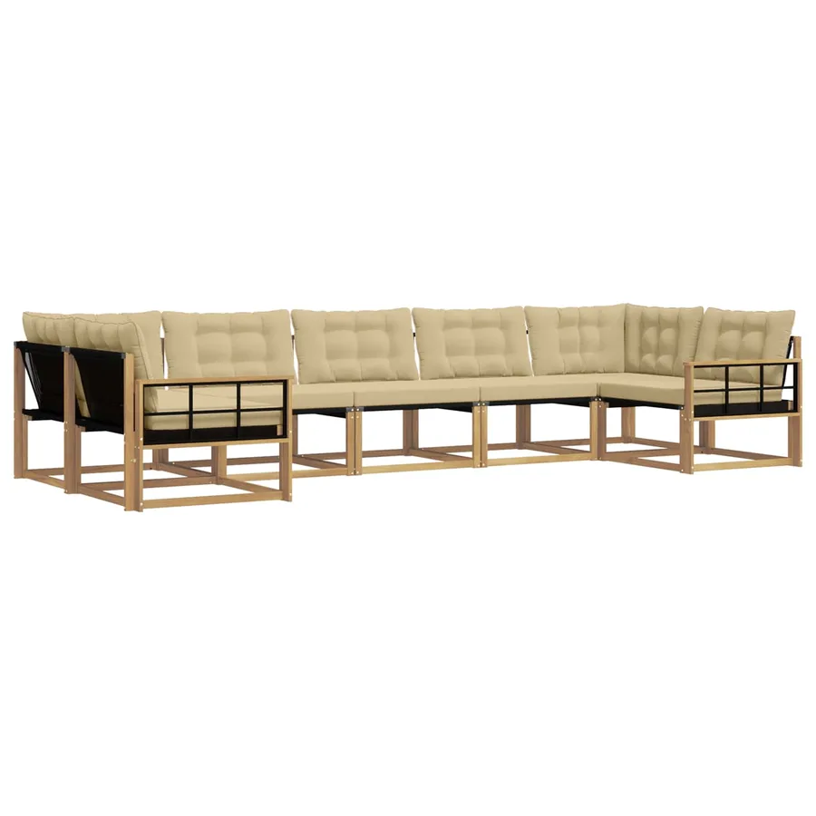 Ensemble de canapés d'extérieur 7 pcs Blanc et Beige - 2
