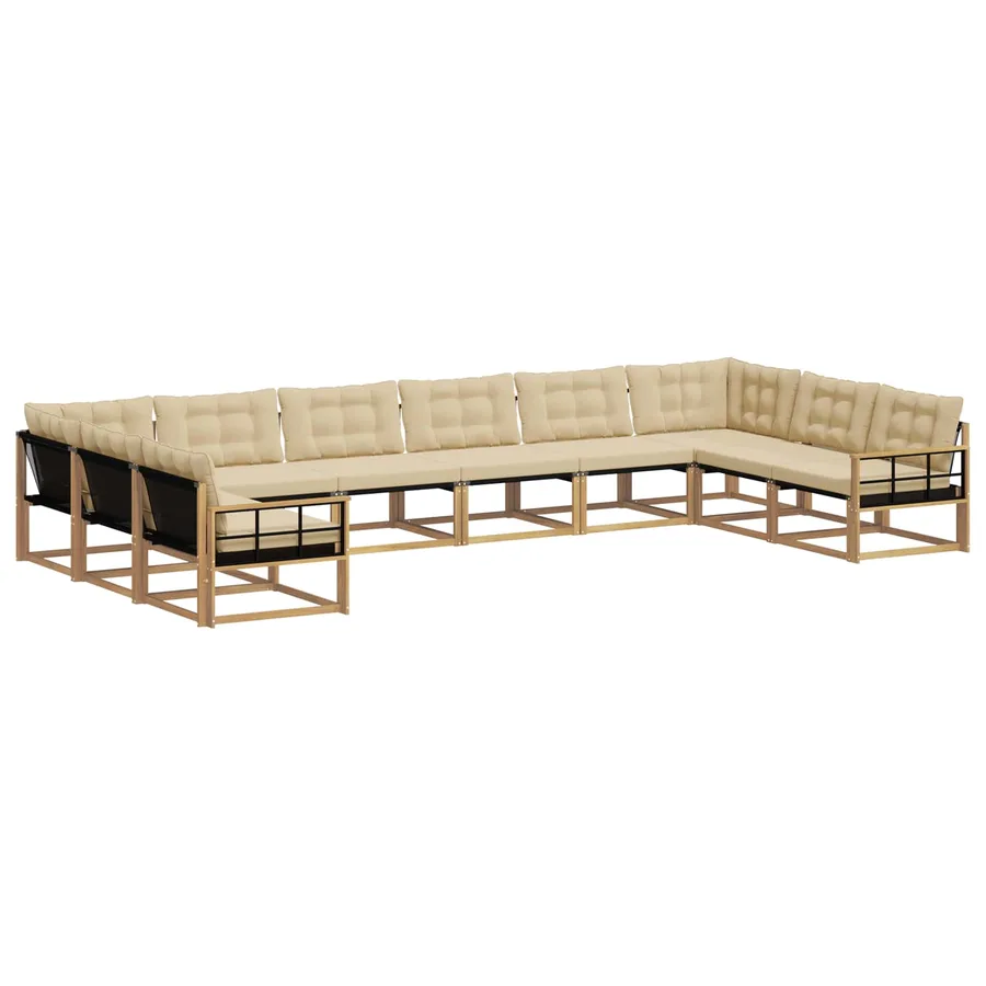 Ensemble de canapés d'extérieur 10 pcs Blanc et Beige - 2