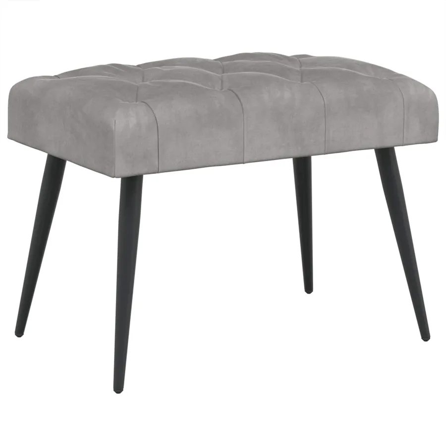 Banc avec capitonnage bouton Gris clair 60 x 40 x 45 cm Velours - 2