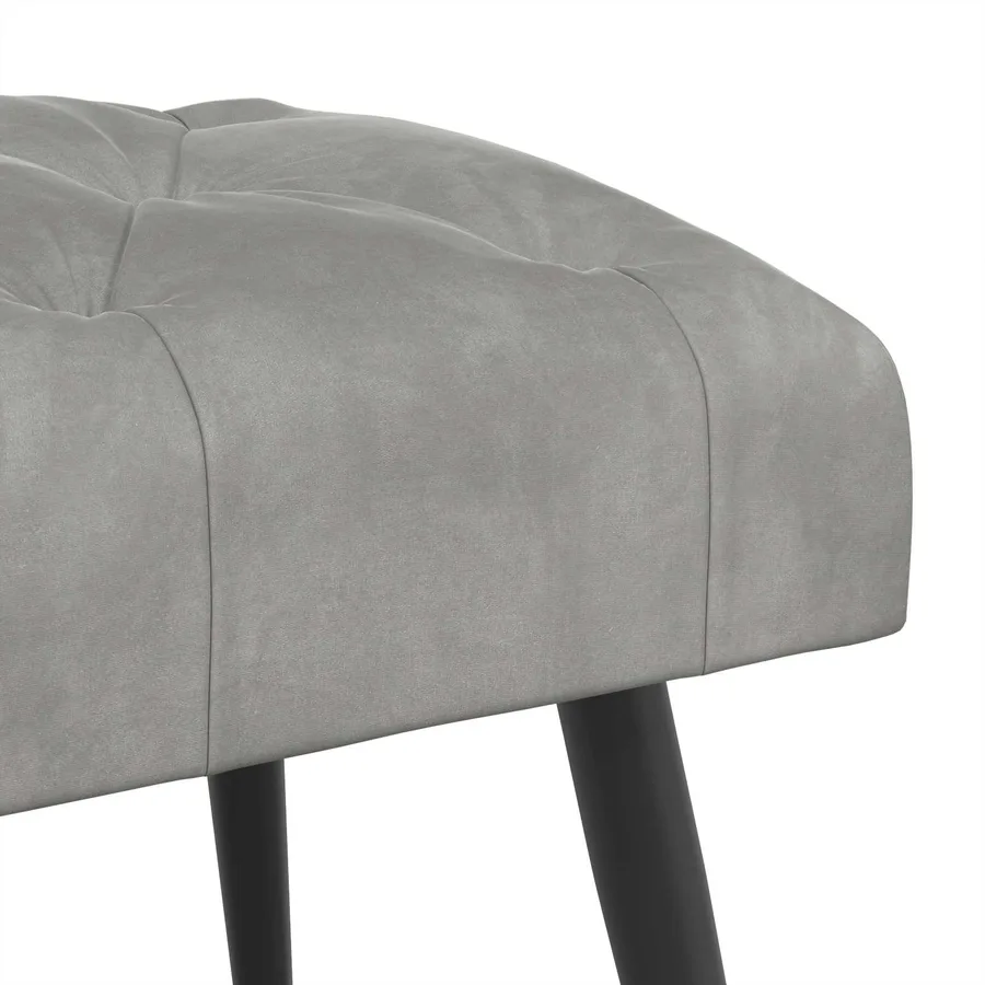 Banc avec capitonnage bouton Gris clair 60 x 40 x 45 cm Velours - 6
