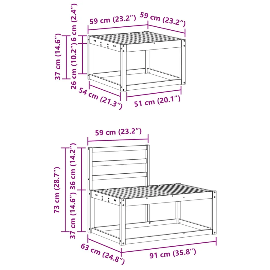 Ensemble de canapés d'extérieur 3 pcs Blanc - 9