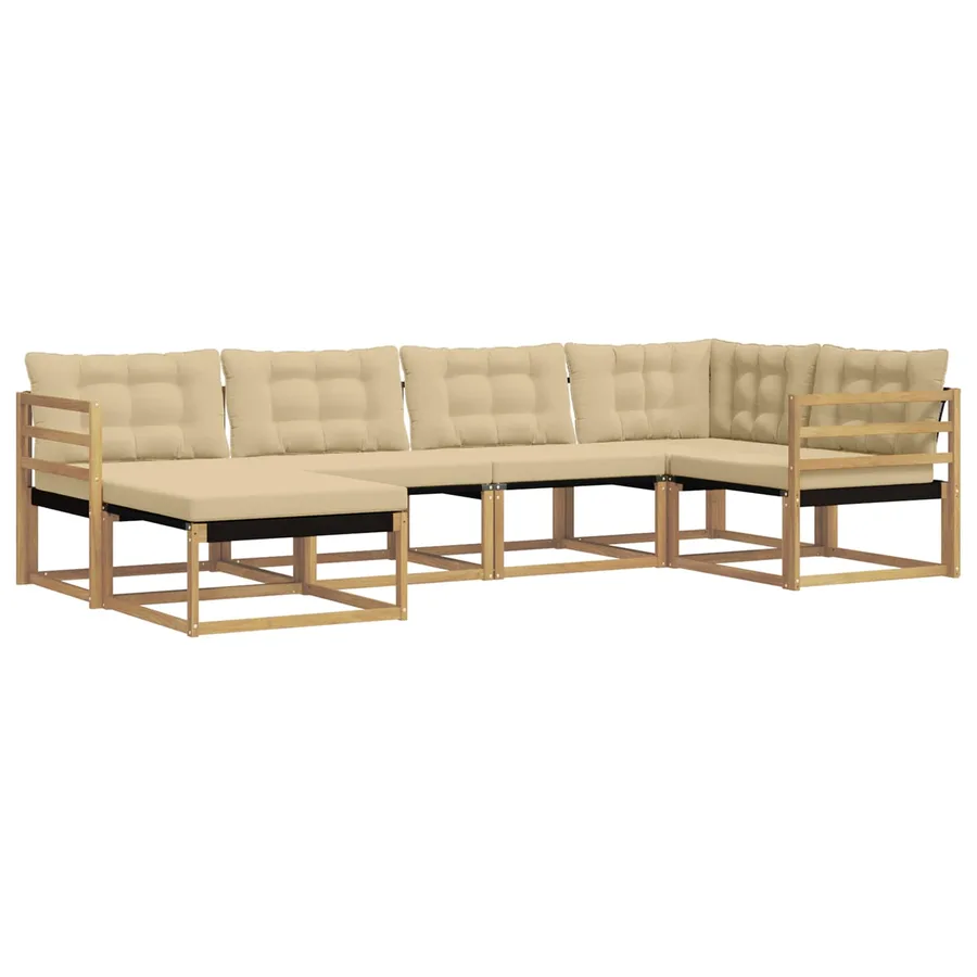 Ensemble de canapés d'extérieur 6 pcs Blanc et Beige - 2