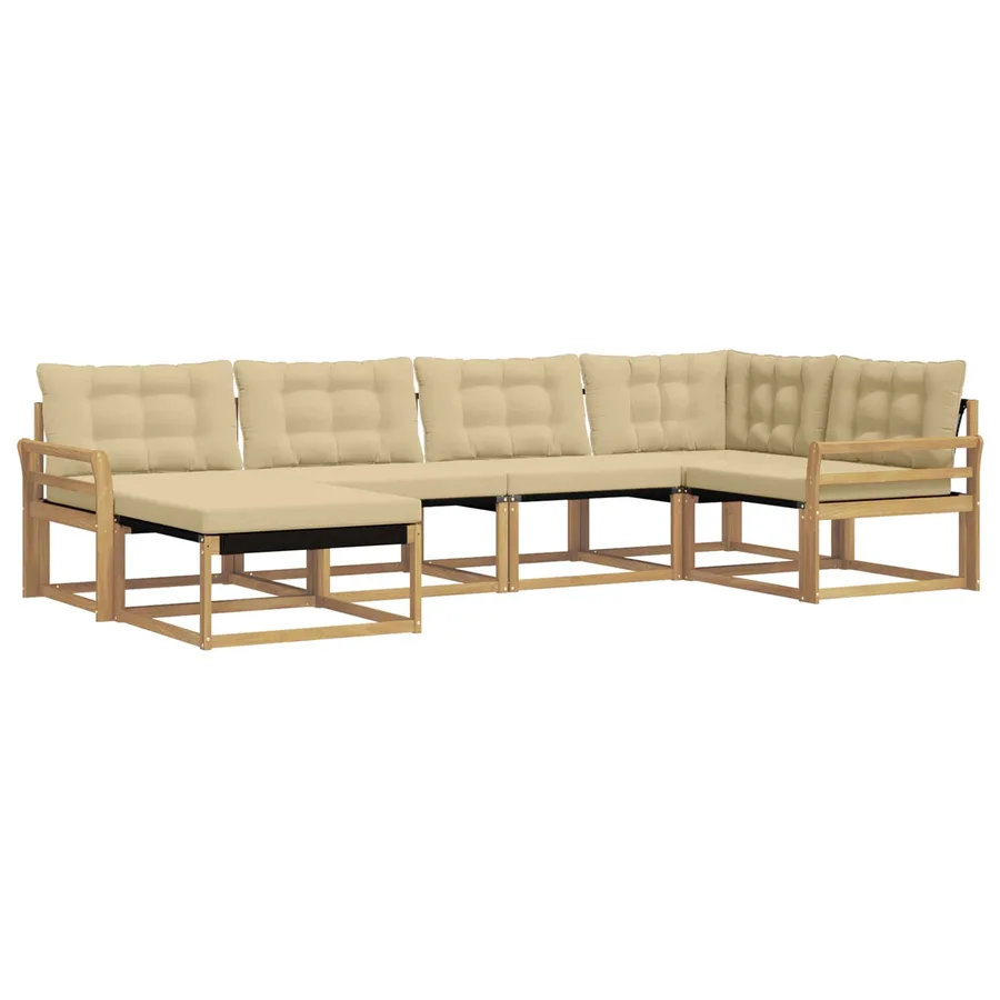 Ensemble de canapés d'extérieur 6 pcs Blanc et Beige - 2