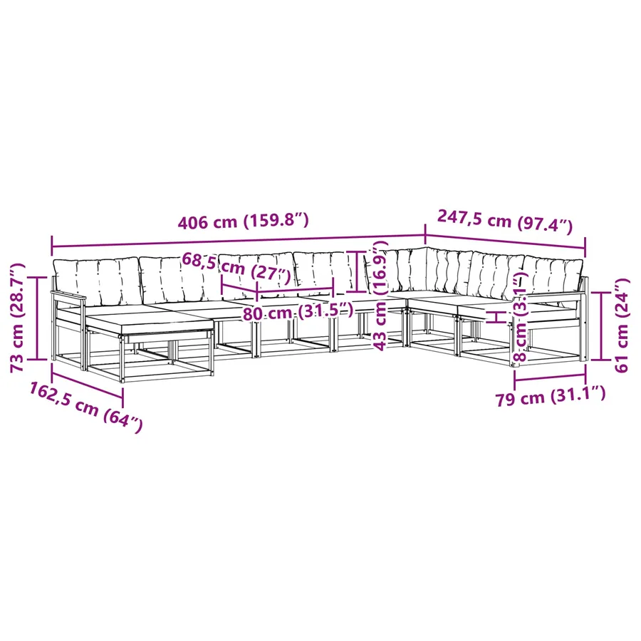 Ensemble de canapés d'extérieur 8 pcs Blanc et Beige - 8