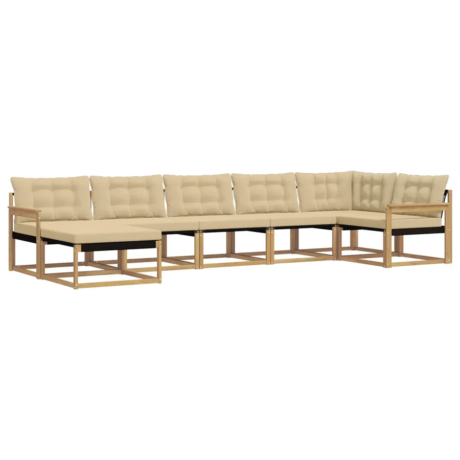 Ensemble de canapés d'extérieur 7 pcs Blanc et Beige - 2