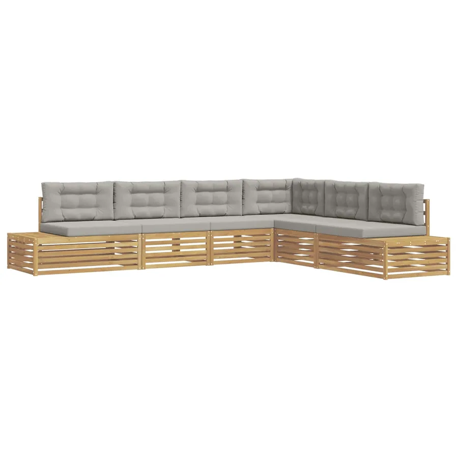 7 pcs Ensemble de canapés d'extérieur Polyester Blanc - 2
