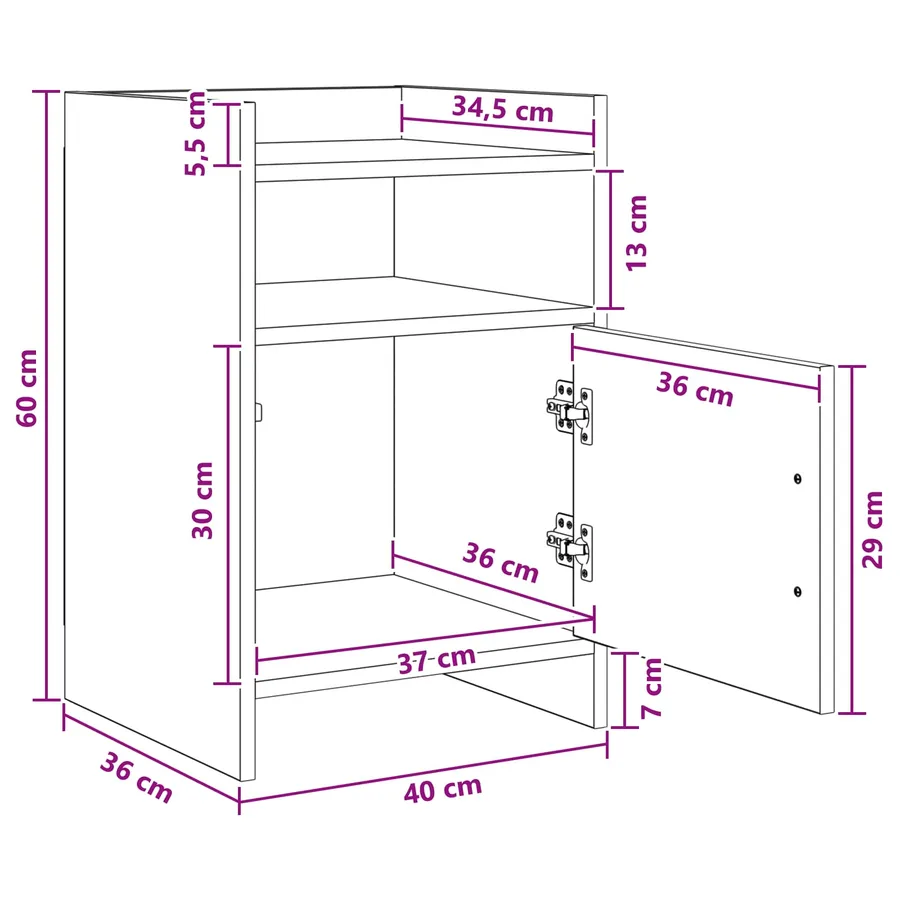 Tables de chevet 2 pc Chêne artisanal 40 x 36 x 60 cm - 11
