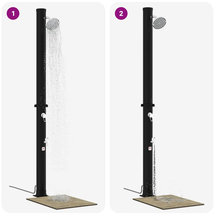 Douche solaire avec pommeau de douche et robinet 20 l Noir - 3