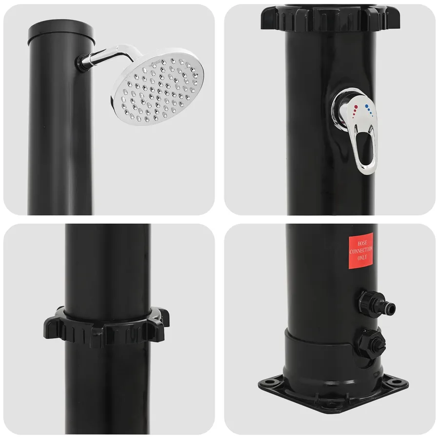 Douche solaire avec pommeau de douche et robinet 20 l Noir - 6