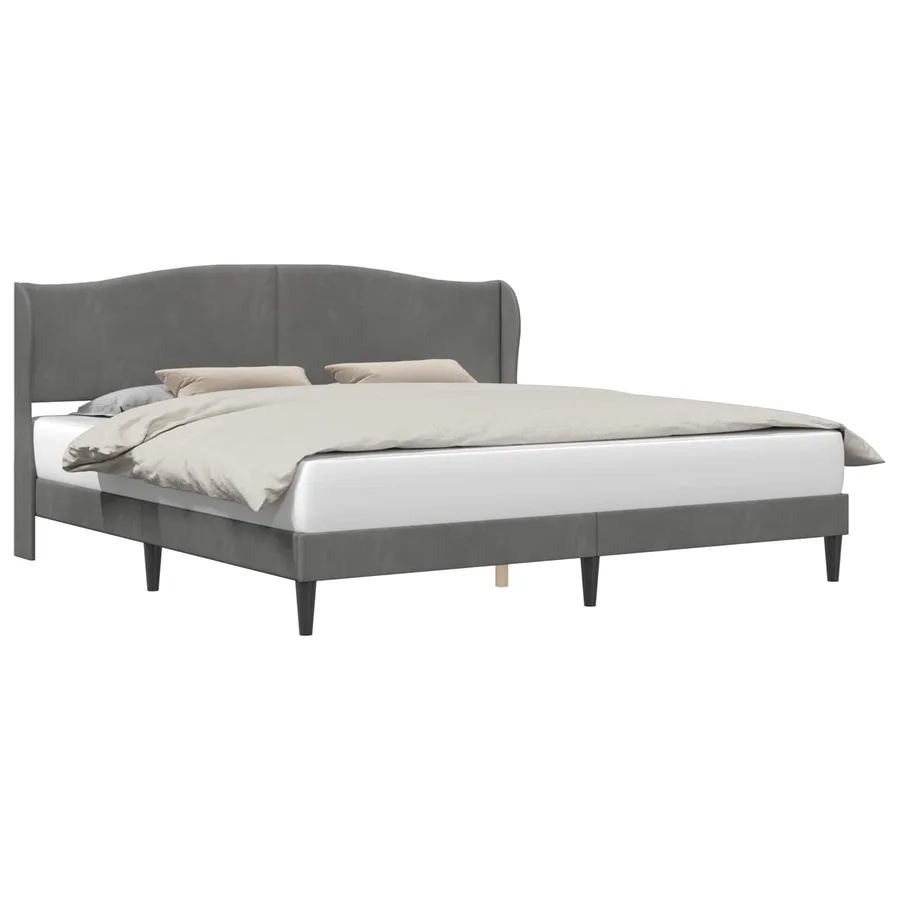 Cadre de lit avec tête de lit Gris foncé 200 x 200 cm Velours - 2