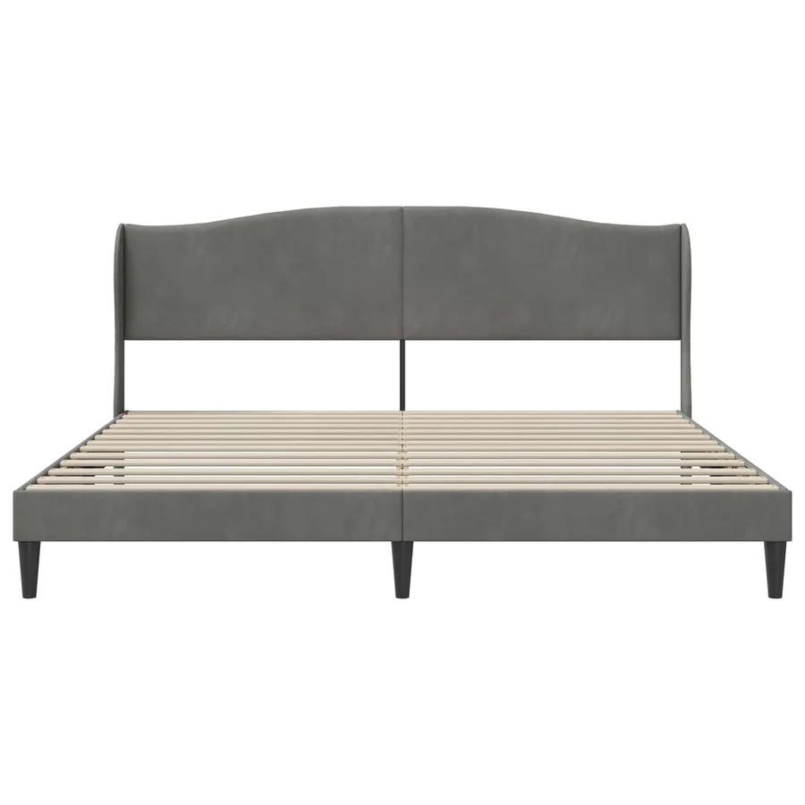 Cadre de lit avec tête de lit Gris foncé 200 x 200 cm Velours - 4