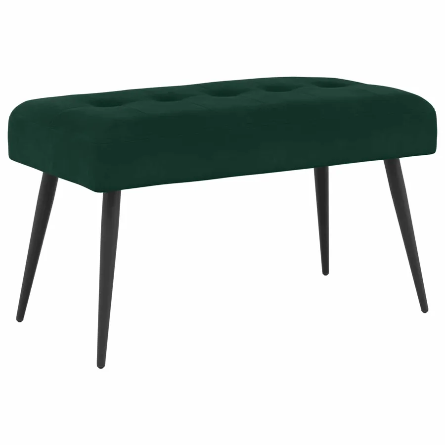 Banc avec capitonnage bouton Vert foncé 80 x 40 x 46 cm Velours - 2