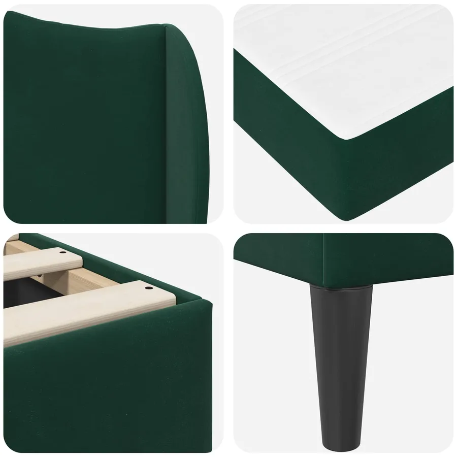 Cadre de lit 2 pcs Vert foncé 120 x 190 cm Velours - 9