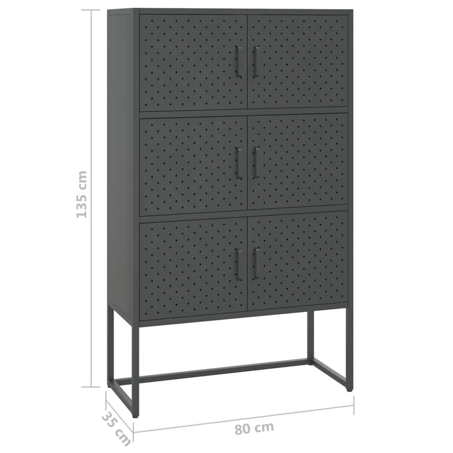 Buffet haut Anthracite 80x35x135 cm Acier - 11