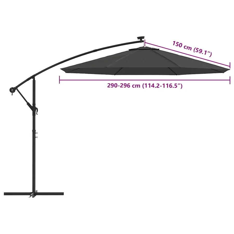 Tissu de remplacement pour parasol déporté anthracite 300 cm - 8