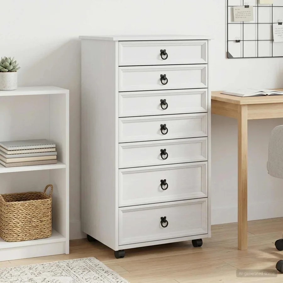 Cabinet Roulant avec Tiroirs CORONA Blanc