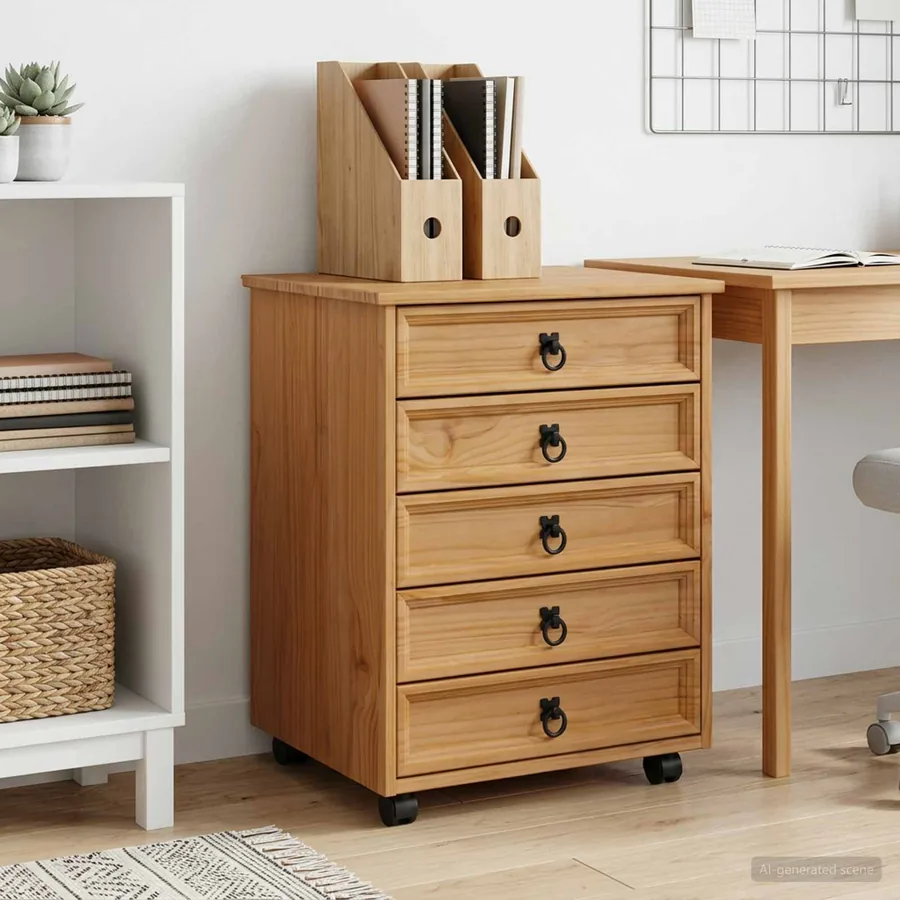 Cabinet Roulant avec Tiroirs CORONA Brun Miel
