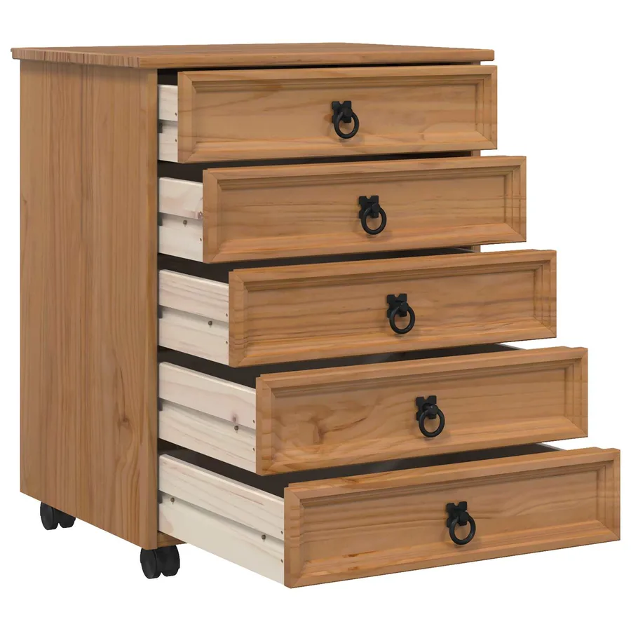 Cabinet Roulant avec Tiroirs CORONA Brun Miel - 3