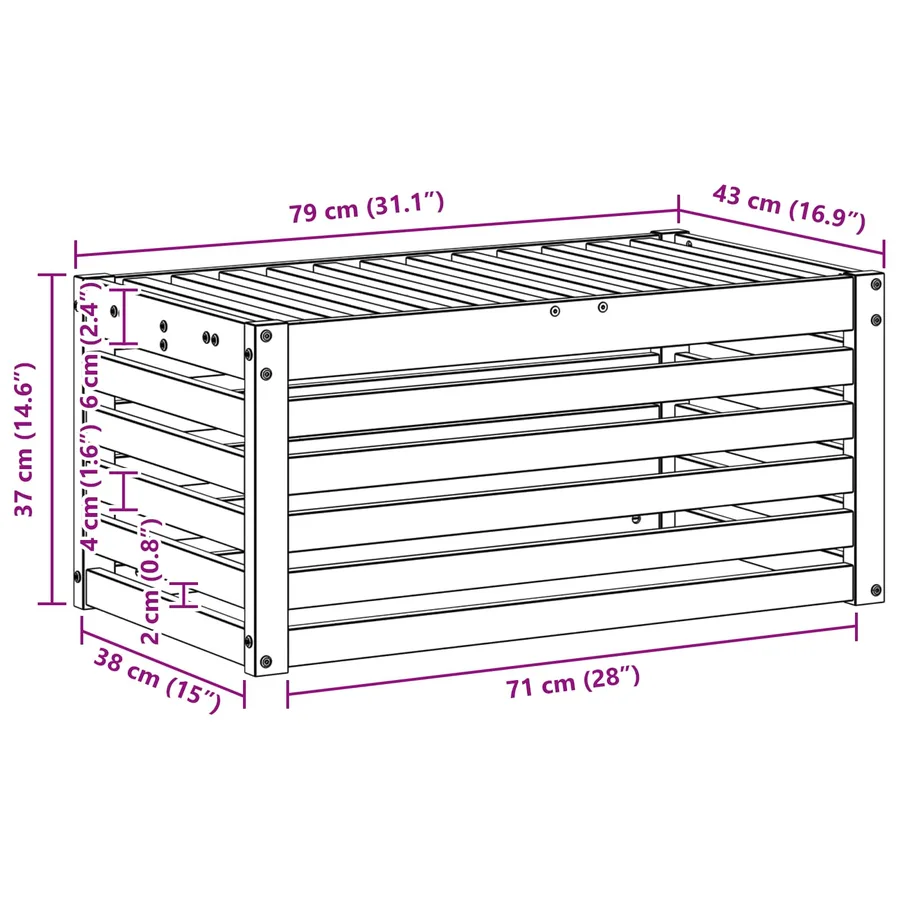 Banc de Jardin Blanc 79 x 43 x 37 cm Bois d'Acacia Massif - 6