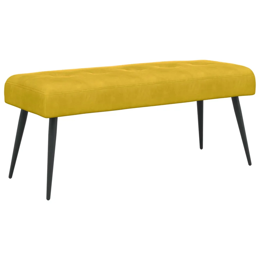 Banc avec capitonnage bouton Jaune 110 x 40 x 46 cm Velours - 2