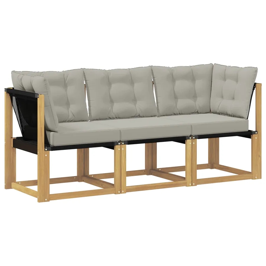 Canapé d’extérieur milieu et coin avec coussin 3 Pièce Blanc - 2