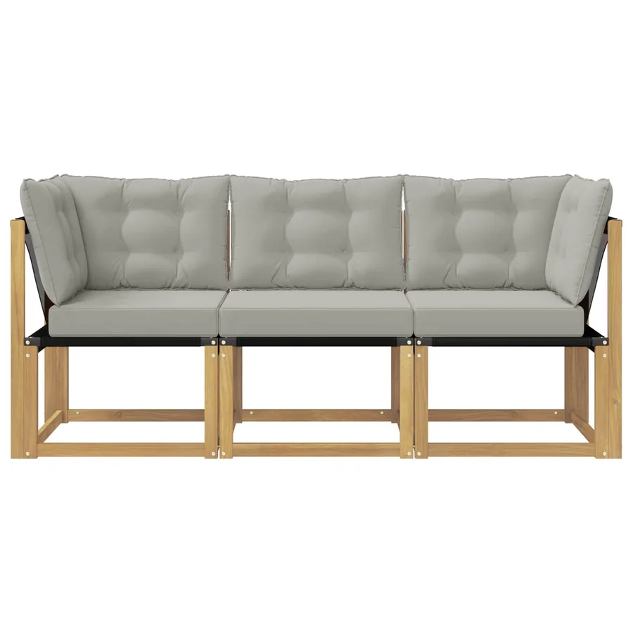 Canapé d’extérieur milieu et coin avec coussin 3 Pièce Blanc - 5