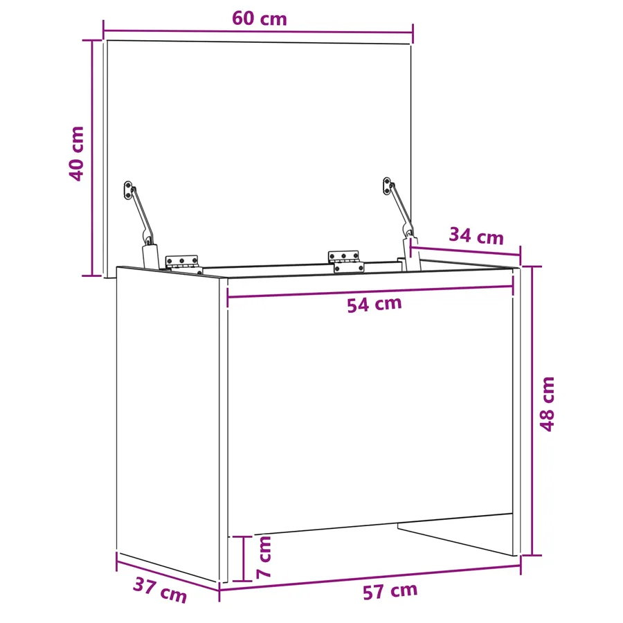 Coffre de rangement Chêne artisanal 60 x 40 x 50 cm - 10