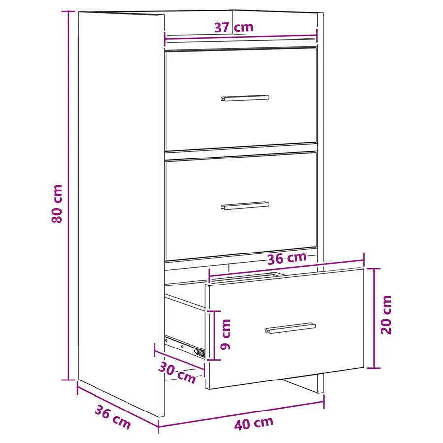 Buffet Blanc 40 x 36 x 80 cm Bois d'ingénierie - 9