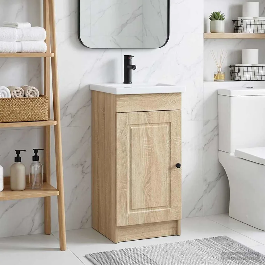 Meuble de salle de bain avec évier Chêne Sonoma