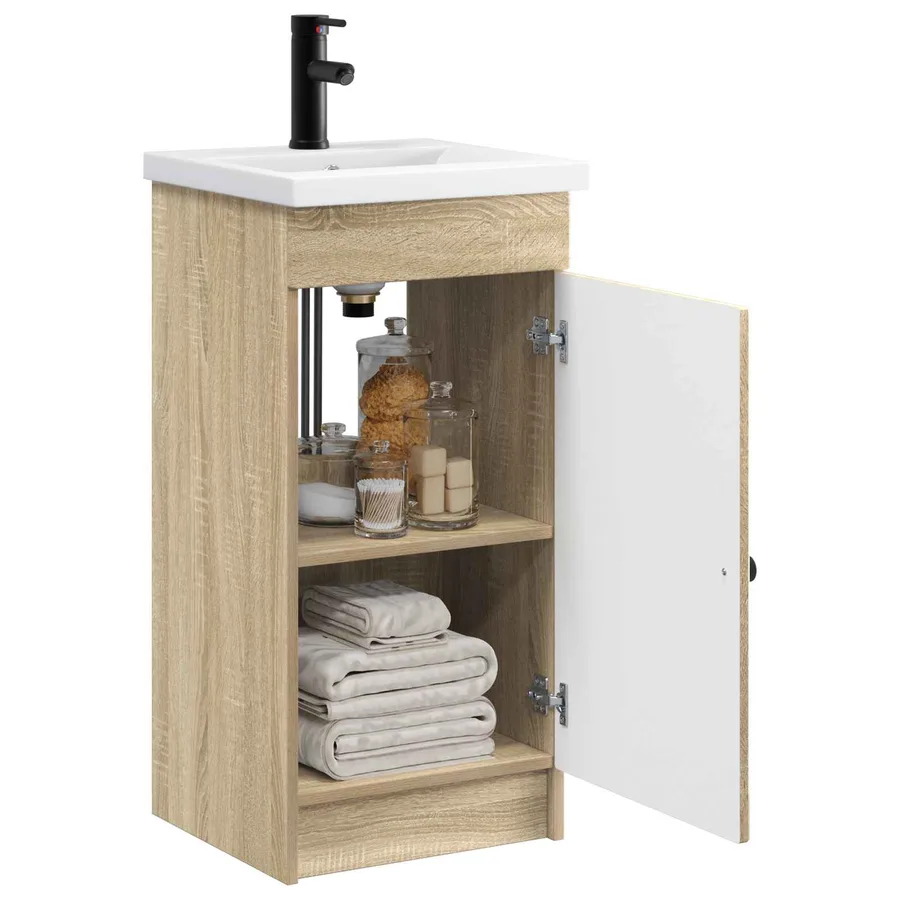 Meuble de salle de bain avec évier Chêne Sonoma - 3