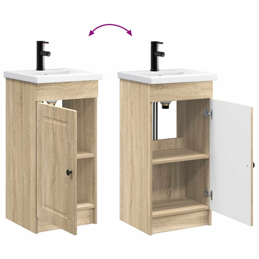 Meuble de salle de bain avec évier Chêne Sonoma - 9