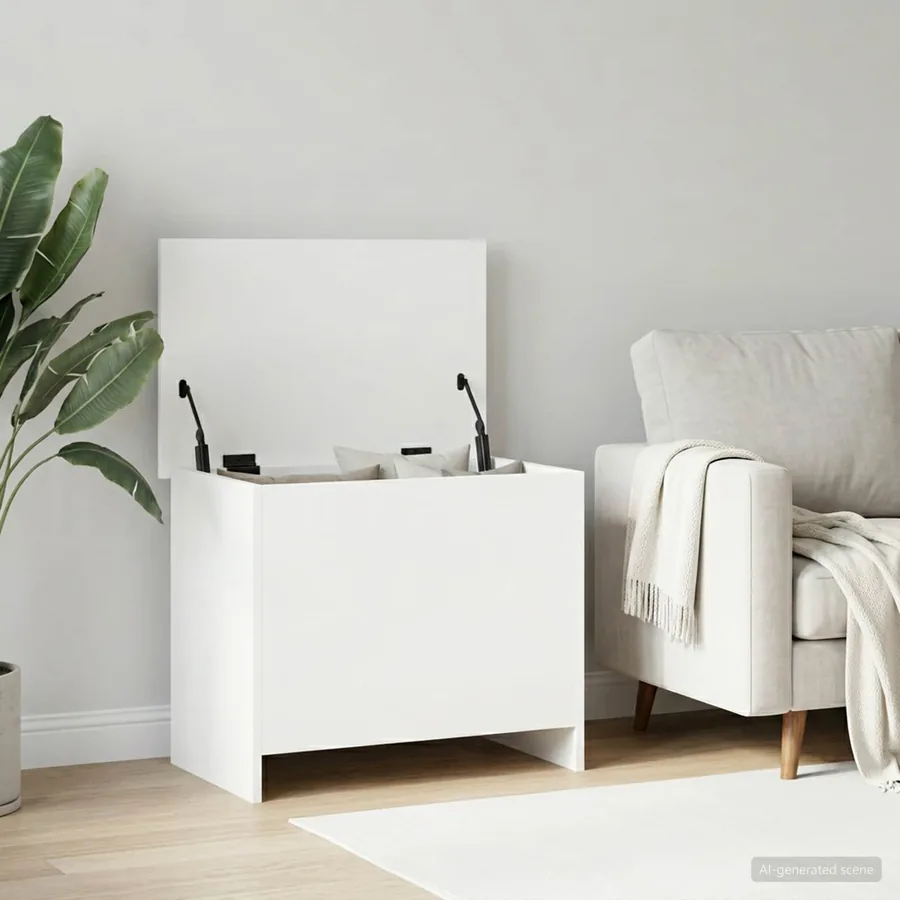 Coffre de rangement Blanc 60 x 40 x 50 cm Bois d'ingénierie