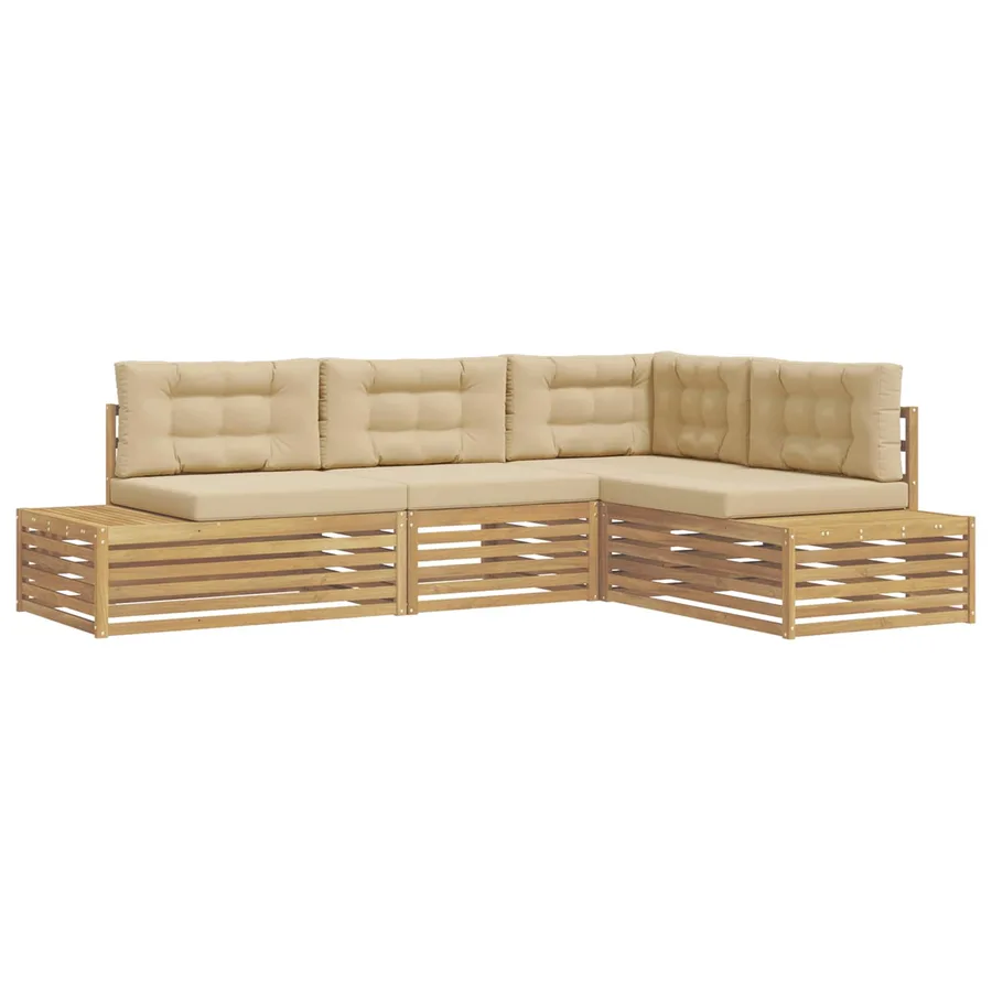 5 pcs Ensemble de canapés d'extérieur Polyester Blanc - 2