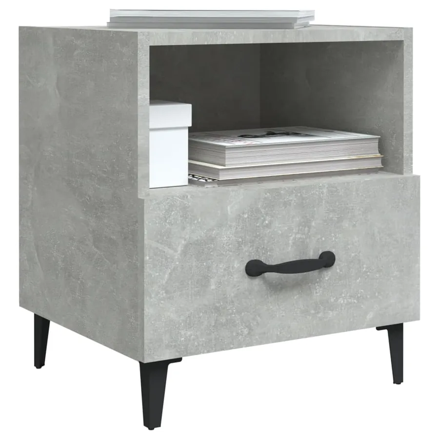 Tables de chevet 2 pcs Gris béton Bois d'ingénierie - 7