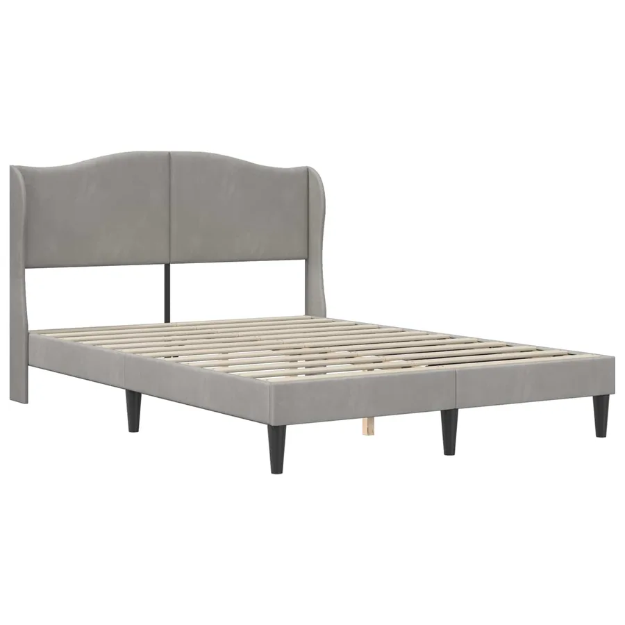 Cadre de lit avec tête de lit Gris clair 140 x 200 cm Velours - 3