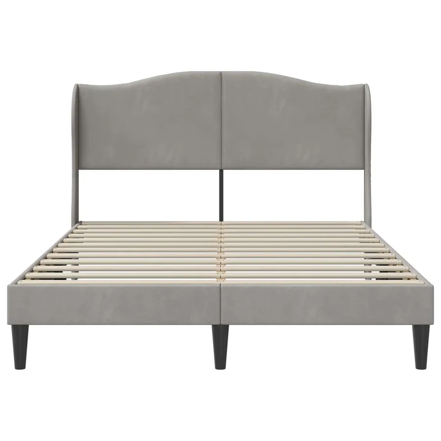 Cadre de lit avec tête de lit Gris clair 140 x 200 cm Velours - 4