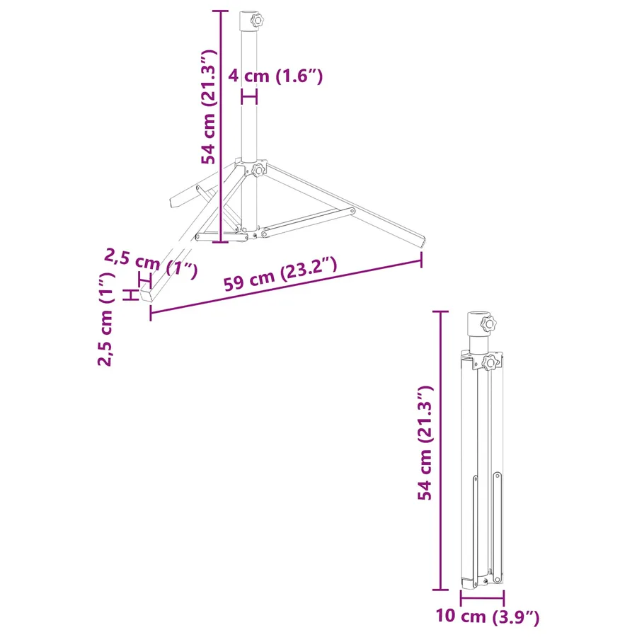 Support de parasol Blanc Acier for 25-32 mm Pole - 12