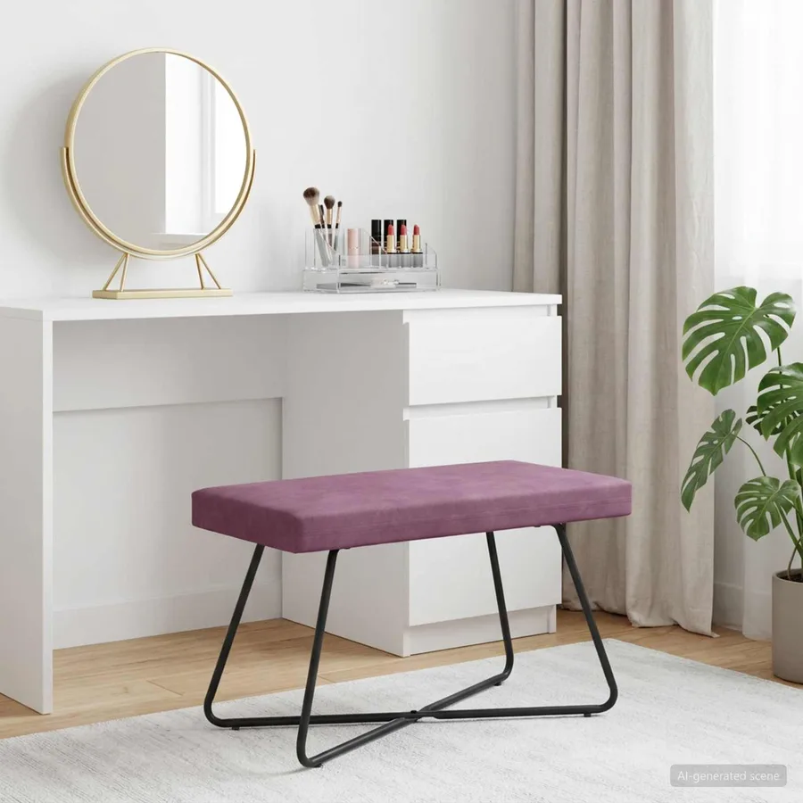 banc Pourpre 80 x 40 x 45 cm Velours - 4